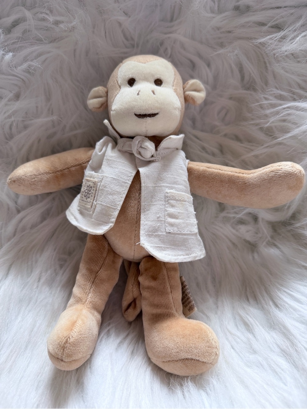 & Other Stories Beige Monkey Plush with White Vest